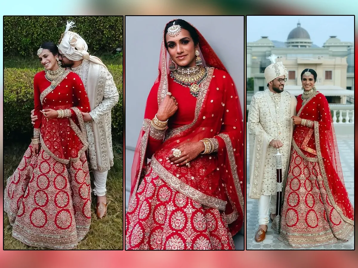 Do you know the details of this designer lehenga that was worn by PV Sindhu at her wedding