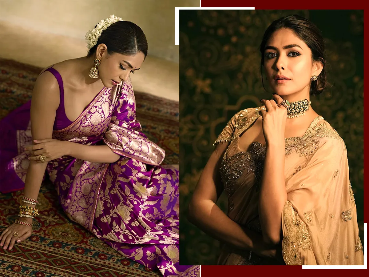 Mrunal Thakur Royal Look In Banarasi Silk Saree: Photos