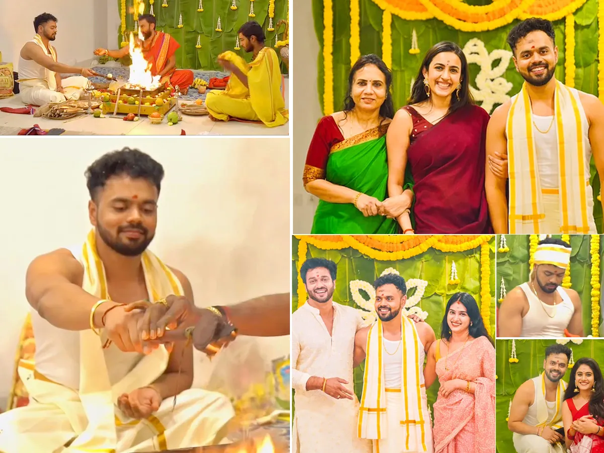 Youtuber Nikhil Vijayendra Simha performs Ganesh Homam At His Home Photos Goes Viral on Social Media