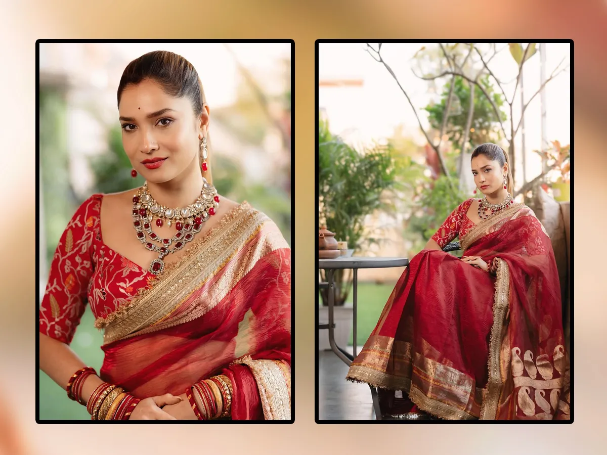 Bollywood Tv Actress Ankita Lokhande Stunning Photos In Red Saree