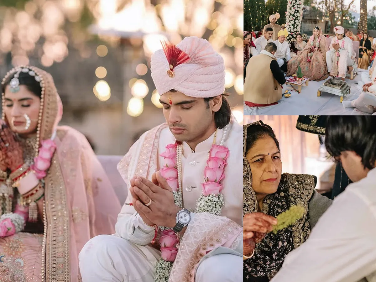 Neeraj Chopra Wedding : Javelin Star Gets Married To Himani Photos Goes Viral on Social Media 