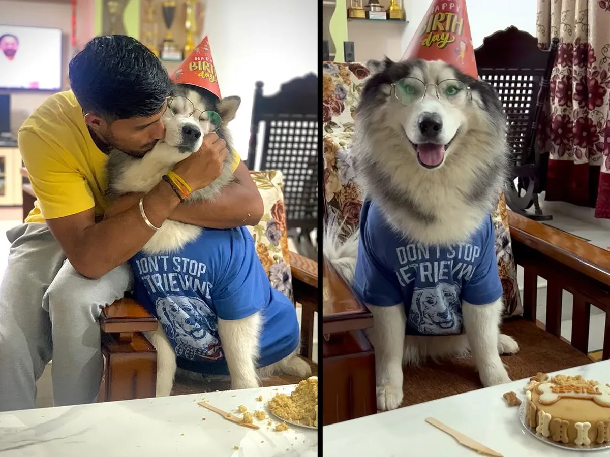 My favorite partner, Tilak Varma posts Photos of his dog in unique t-shirt and glasses