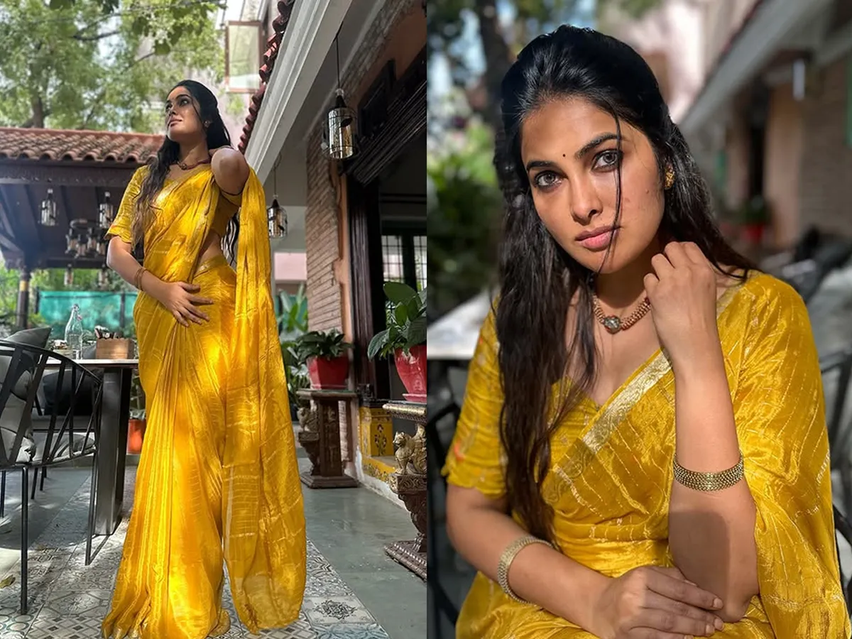 Bigg Boss Fame Divi Vadthya Stuns in gold yellow Saree Glam Latest Photos