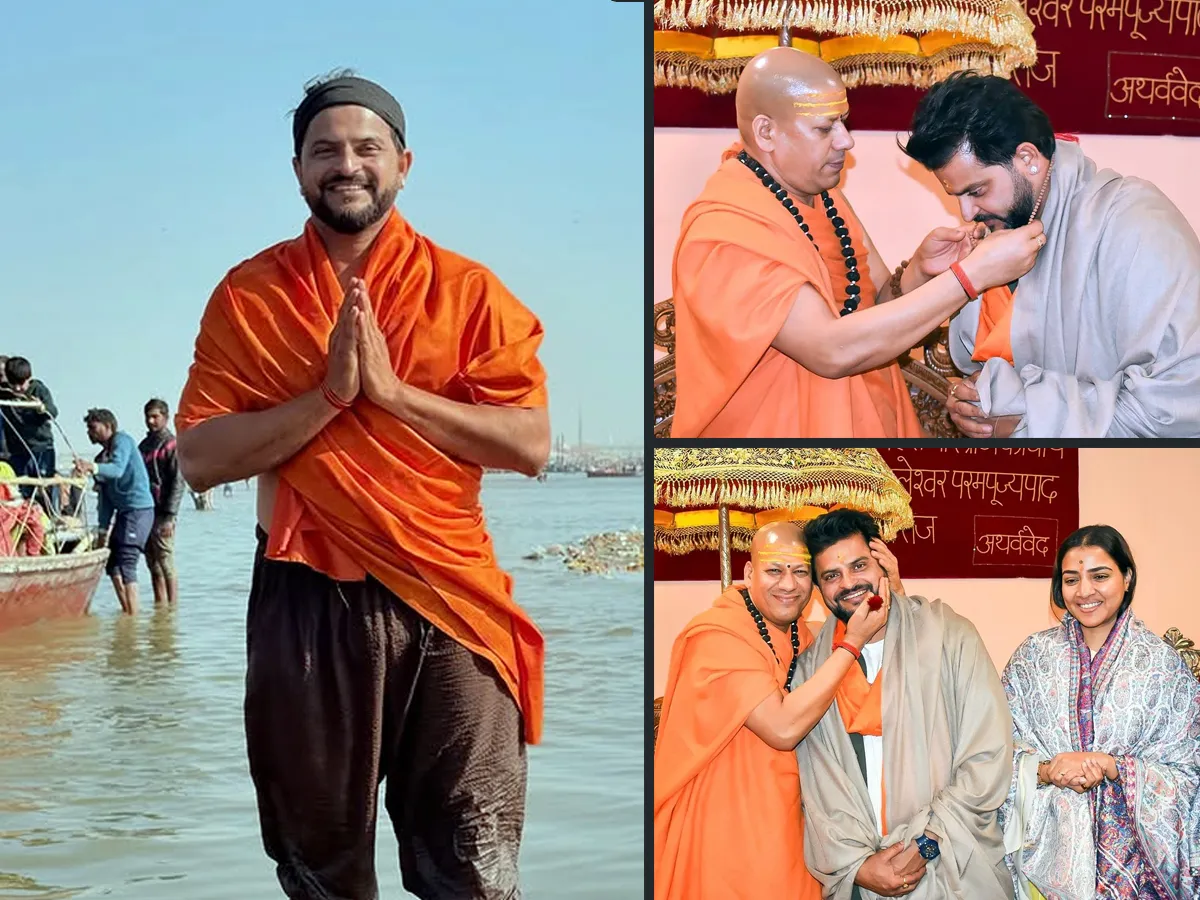  suresh raina visited to Mahakumbh mela 2025 with his wife and family