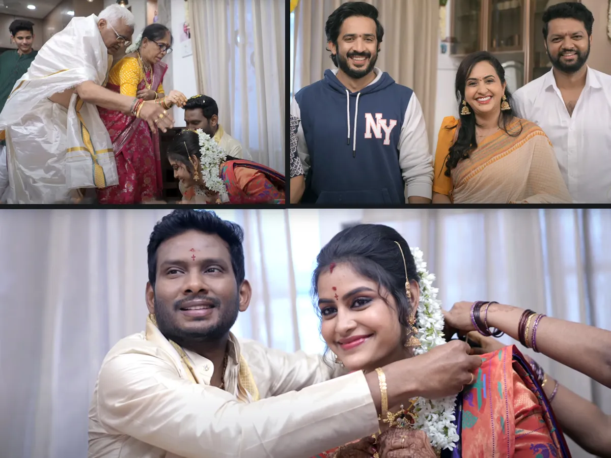 Soniya Akula took the blessings of her in laws before Satyanarayana Vratam after marriage