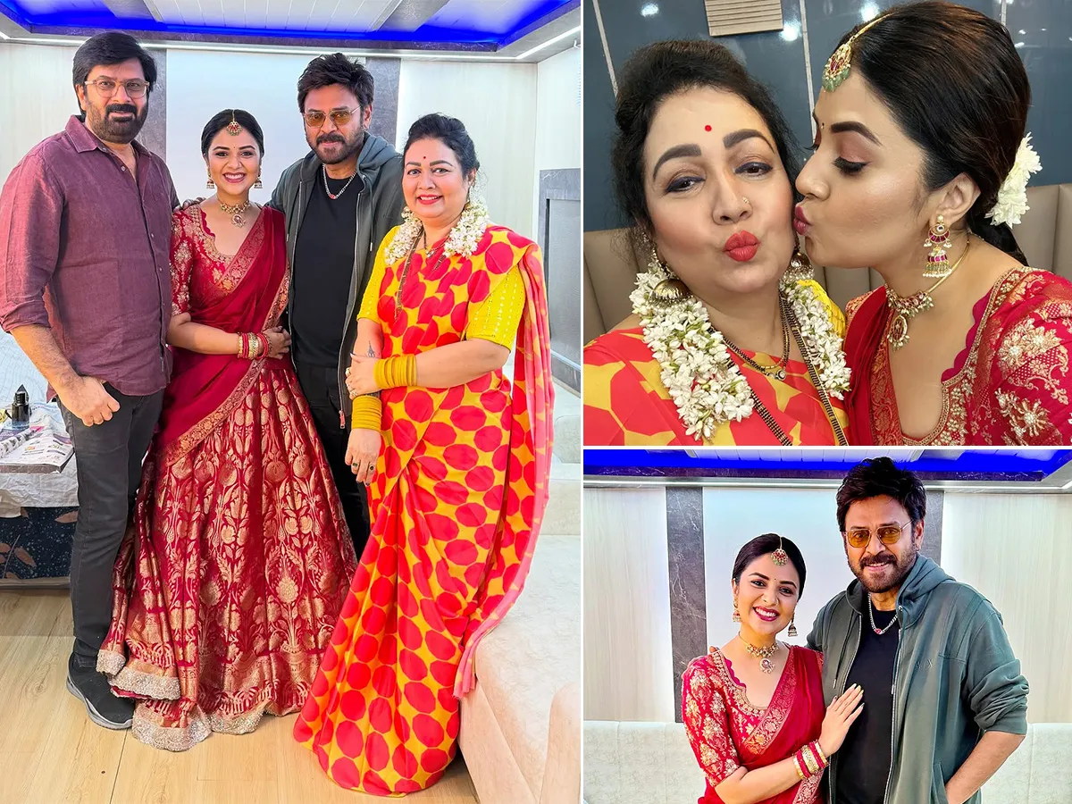 Anchor Sreemukhi Family Meets Hero Venkatesh Viral photos