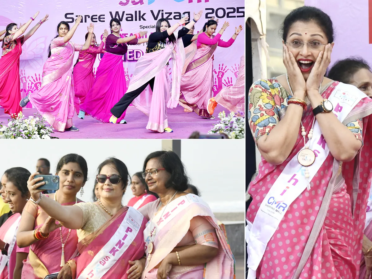 Pink Saree Walk on Visakhapatnam Beach Road Photos