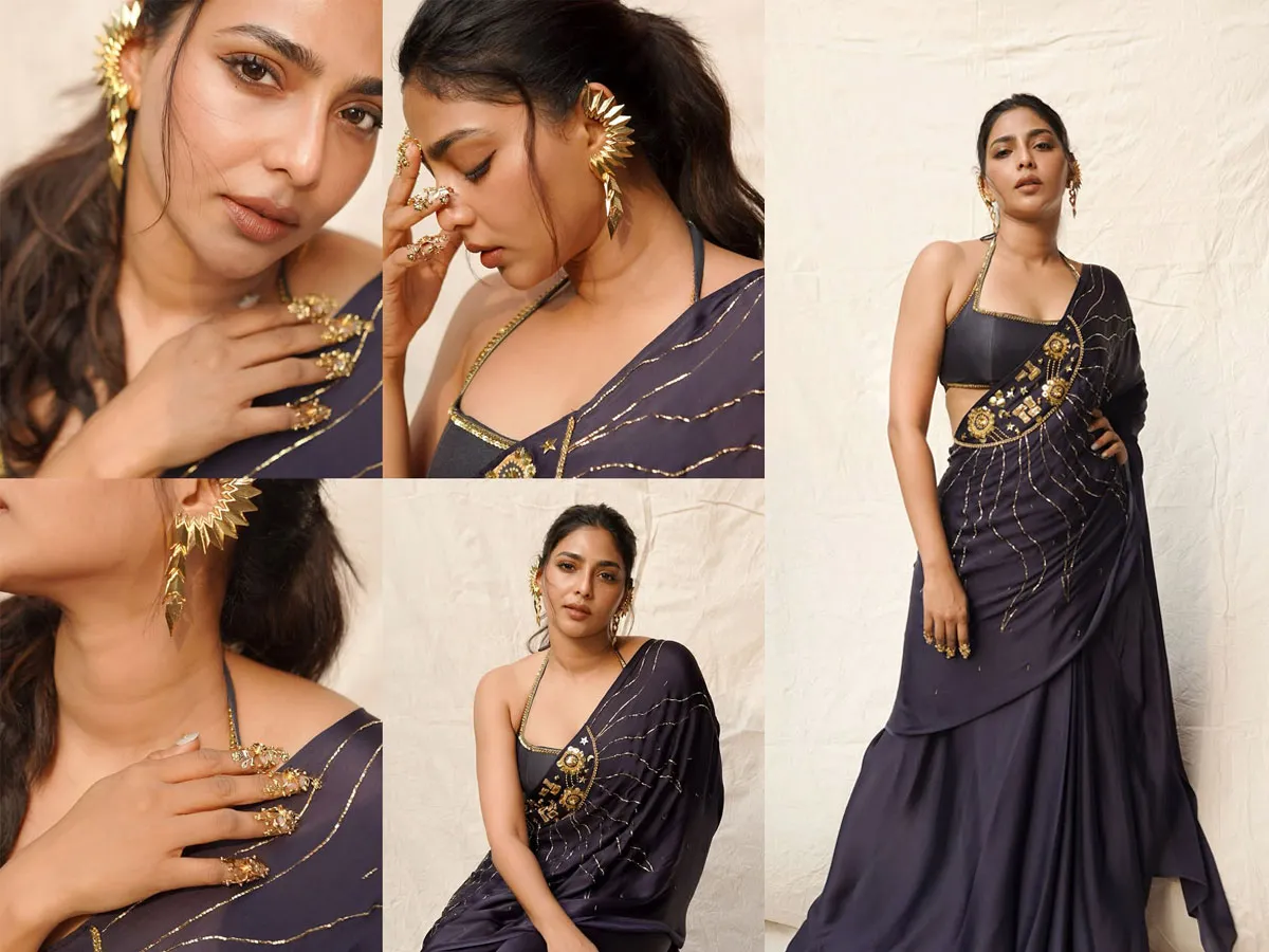 Aishwarya Lekshmi Black Saree Look Photos