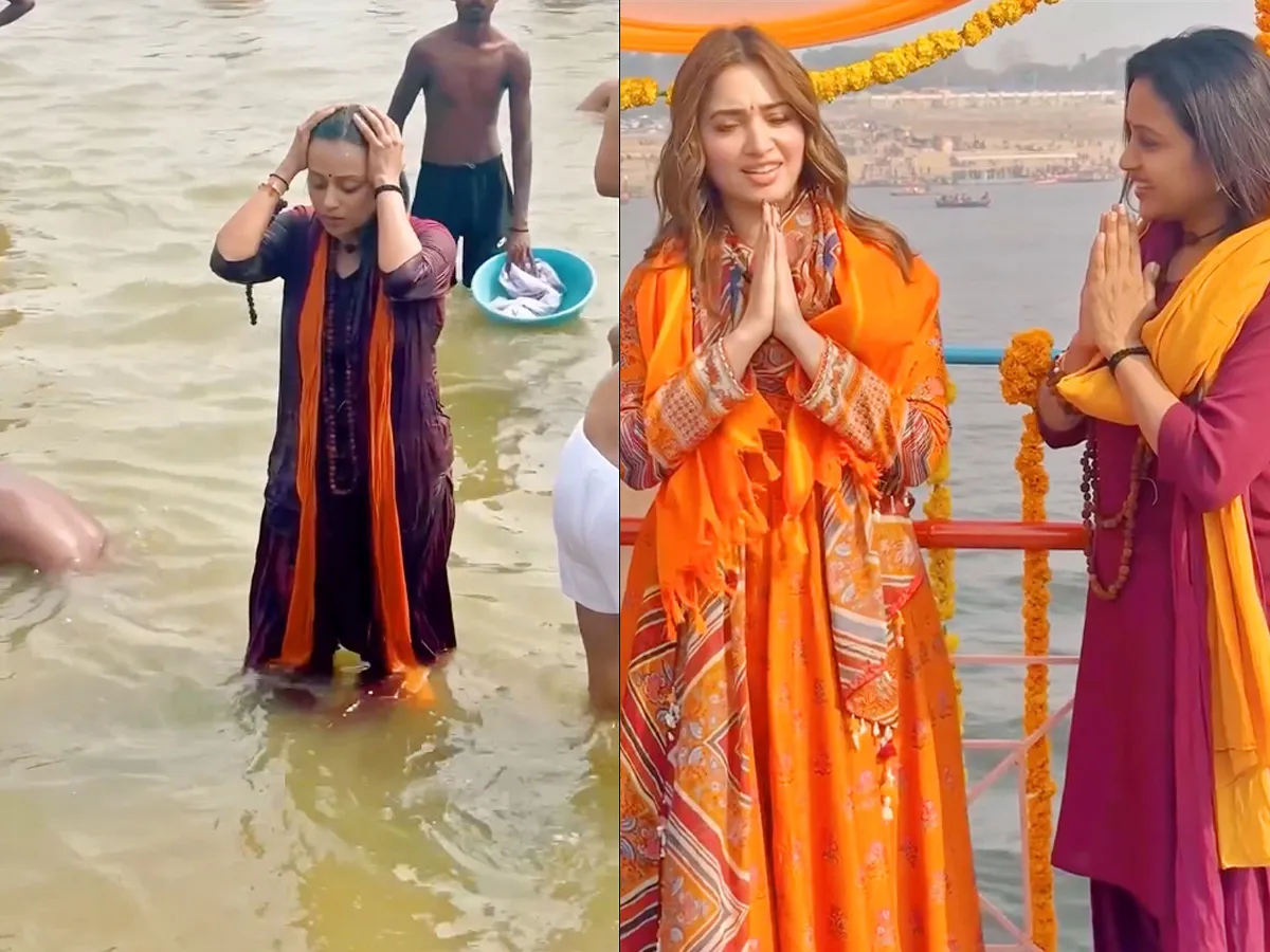 Actress Tamannaah And Anchor Suma Visuals at Maha Kumbh Mela Photos