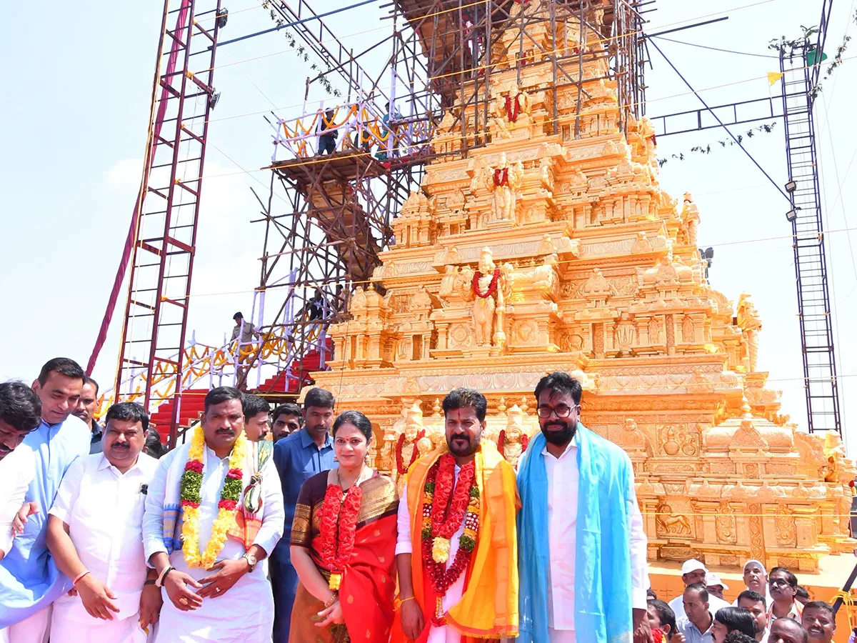 CM Revanth Reddy Inaugurates Yadadri Golden Vimana Gopuram: Photos