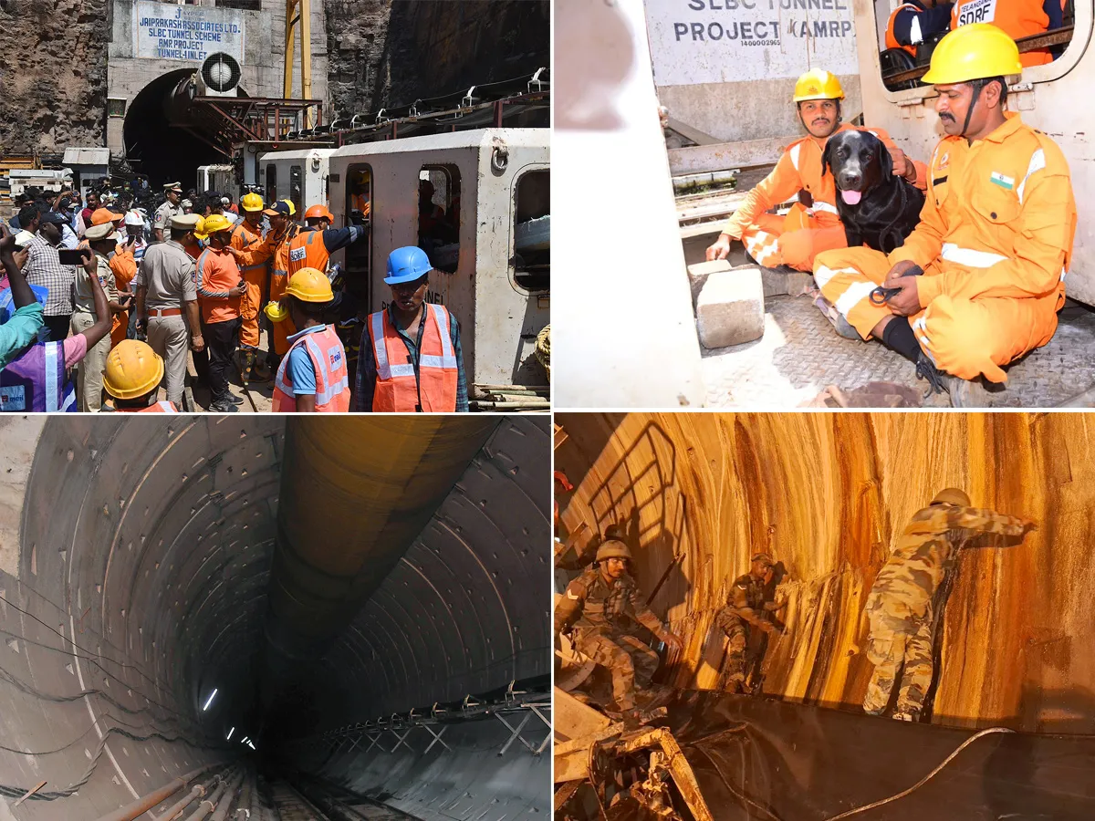 Rescue Operations Ongoing At SLBC Tunnel Collapse Photos