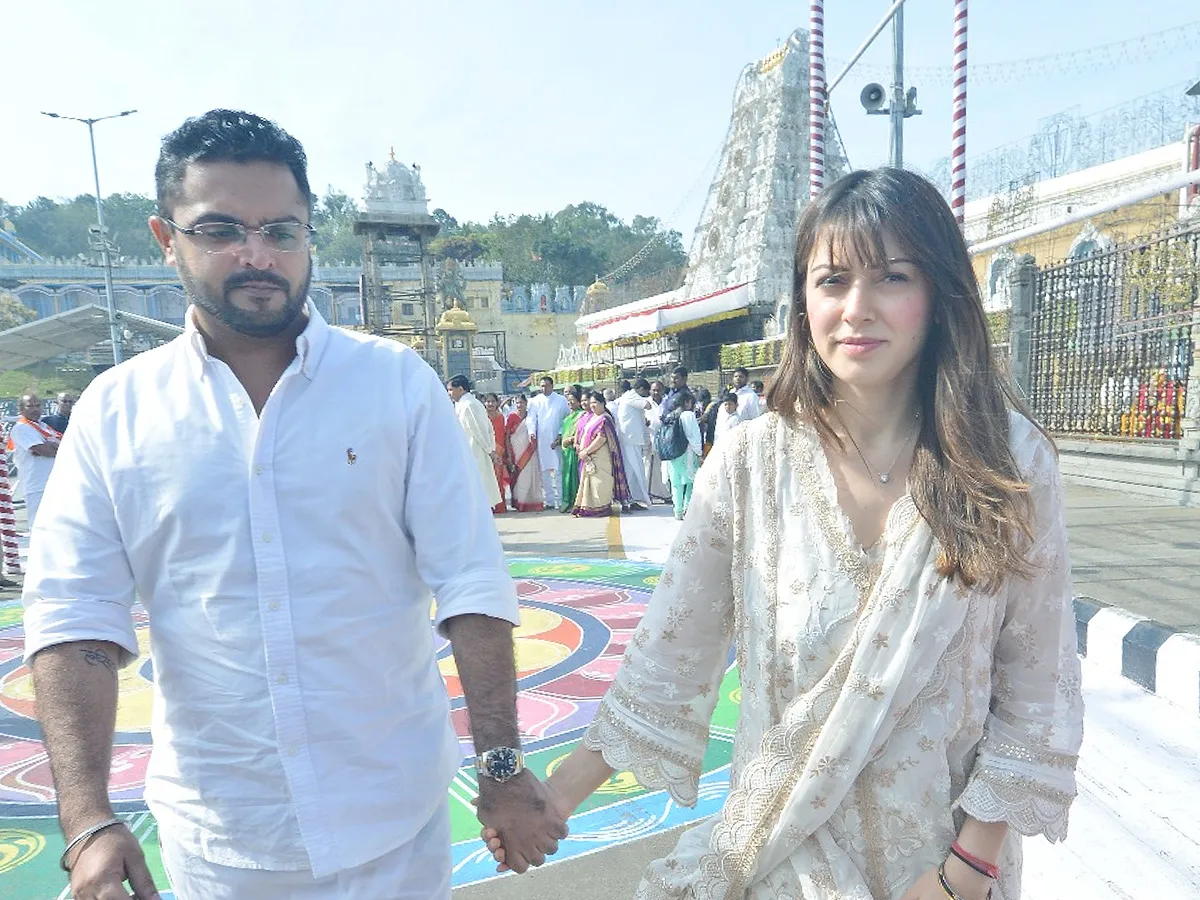 Actress Hansika Visits Tirumala Along With Her Husband Sohail Photos