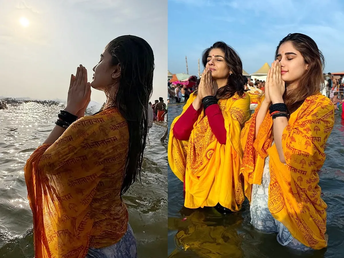 Trending beauty in Kumbh Mela with mother