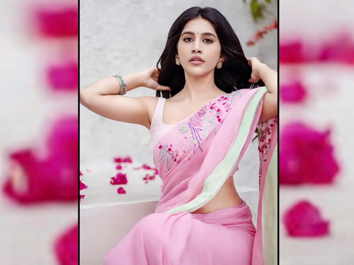 Stunning Nabha Natesh Floral Saree Photos