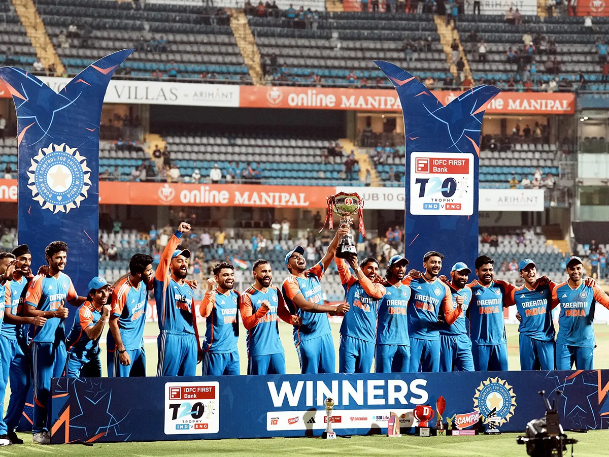 winning the fifth Twenty20 cricket match and series against England at Wankhede Stadium