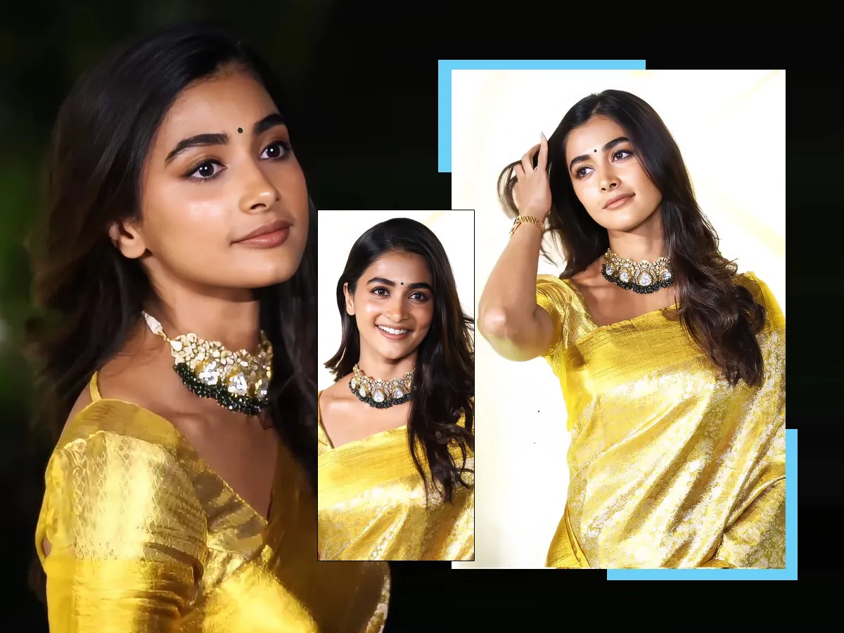 Pooja Hegde Silk Saree At Gowariker Son Wedding