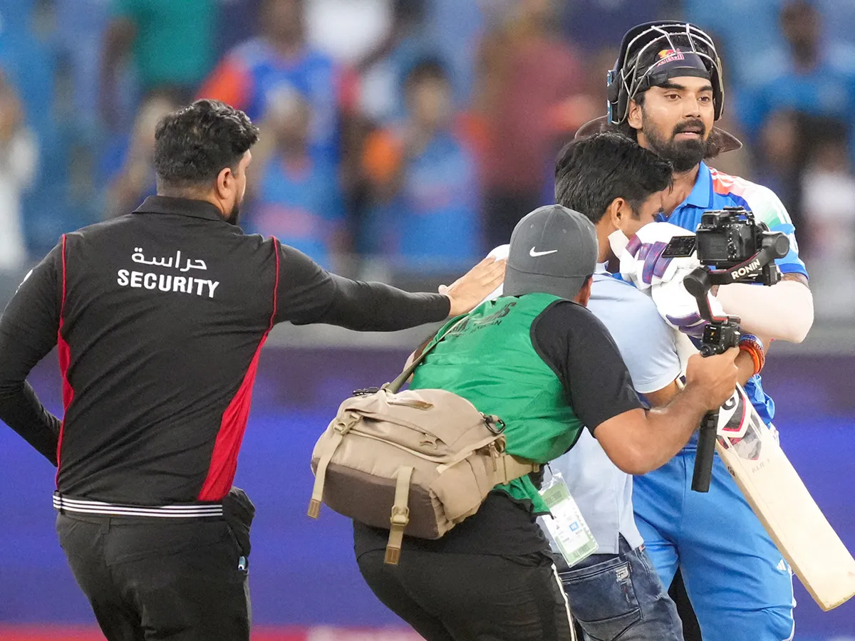 Fan Breaches Dubai Security Hugs KL Rahul After India Semifinal 