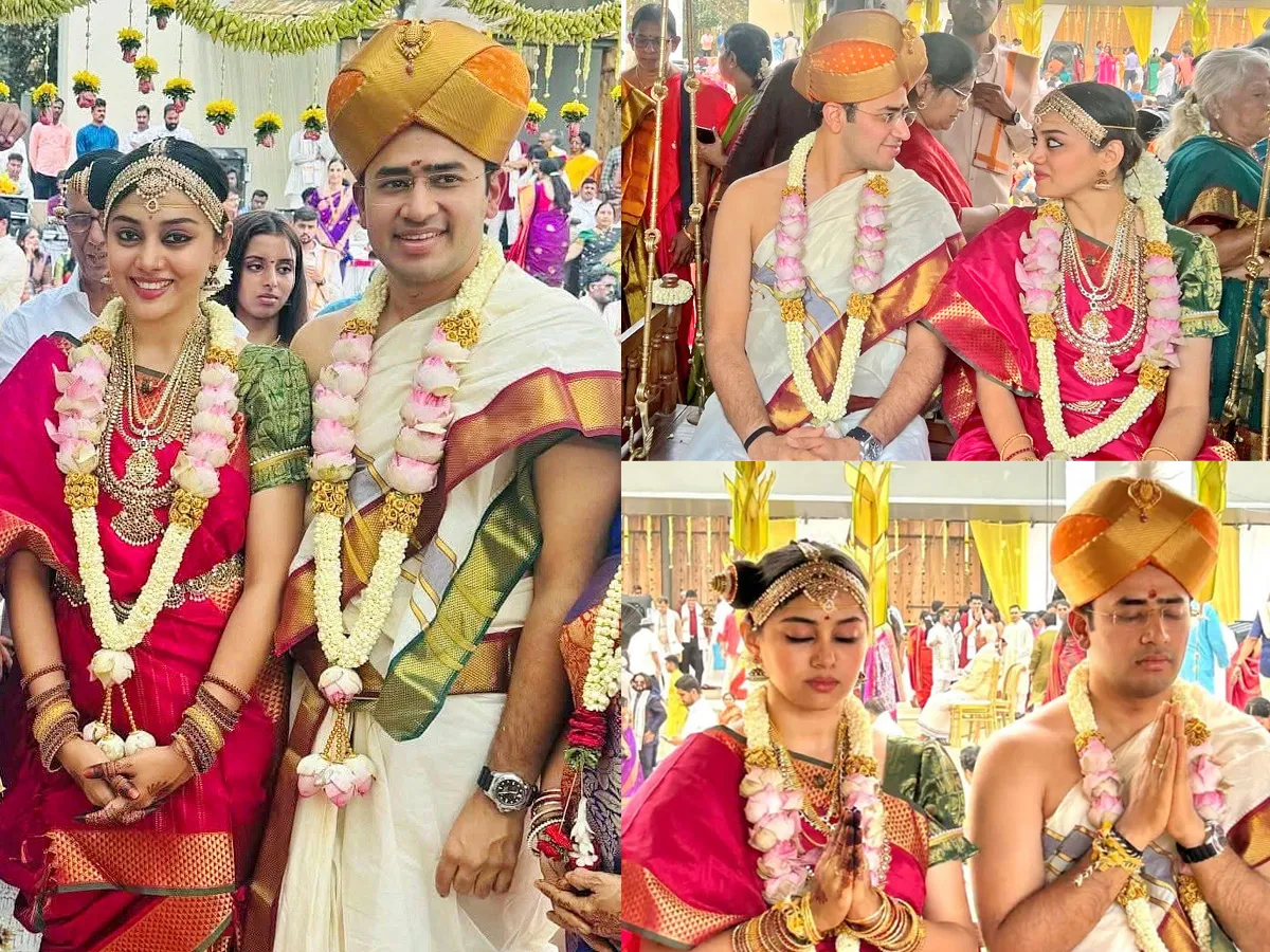 BJP MP Tejasvi Surya marries Bharatanatyam artist Sivasri Skandaprasad Photos